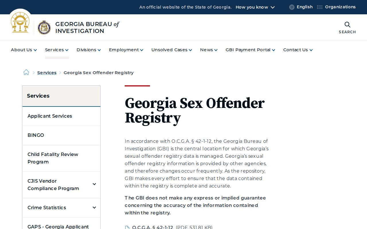 Georgia Bureau of Investigation sex offender registry lookup for Charlton County