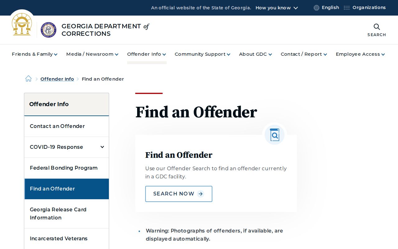 Georgia Department of Corrections offender release search for Charlton County